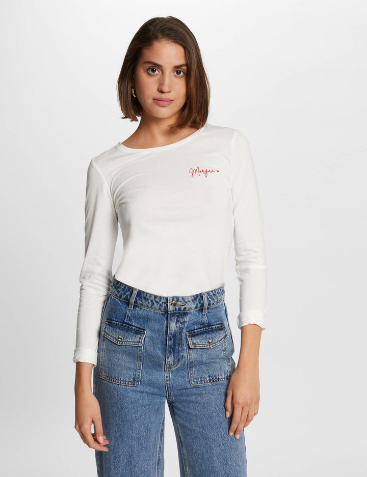 T-shirt manches 3/4 brodé