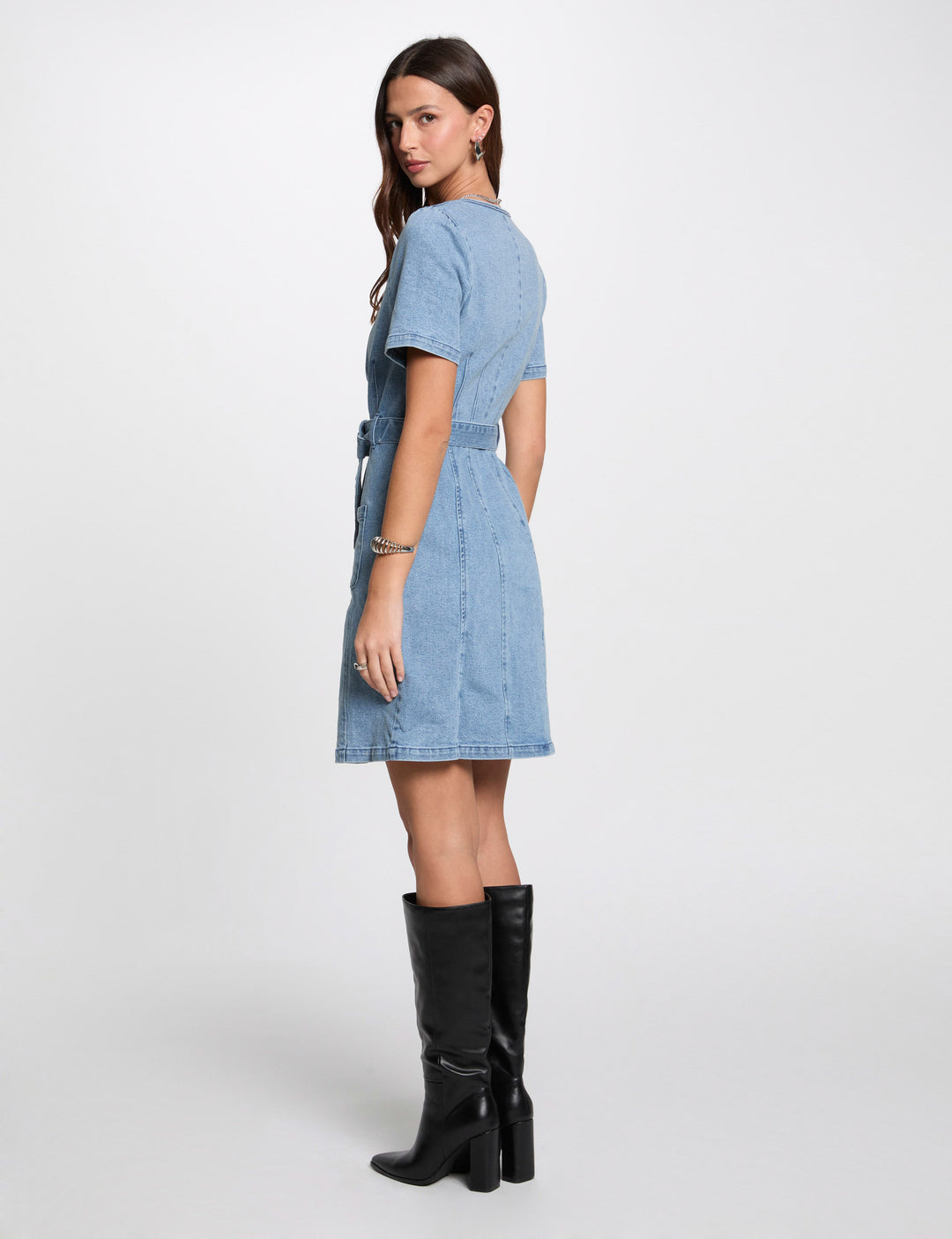 Robe courte droite en jean