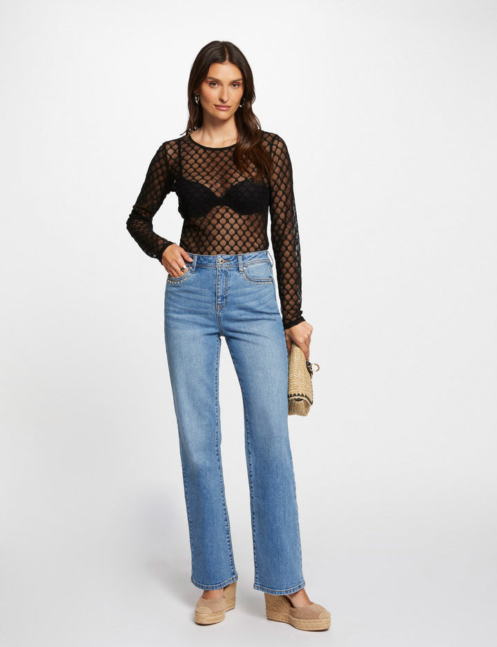 Jeans droit avec clous