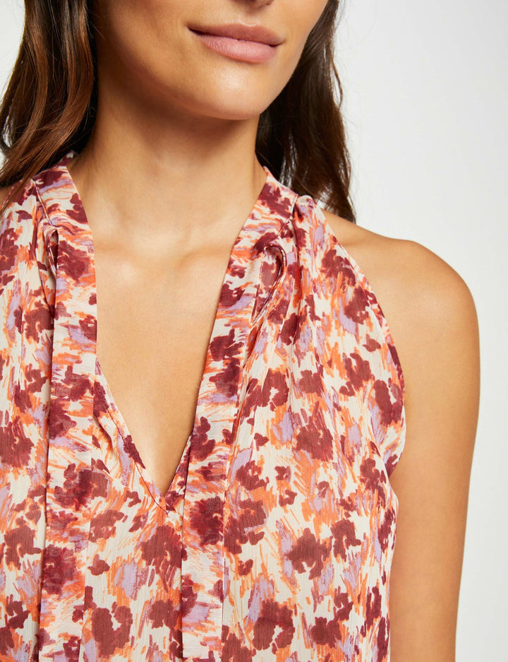 Blouse sans manches imprimé abstrait