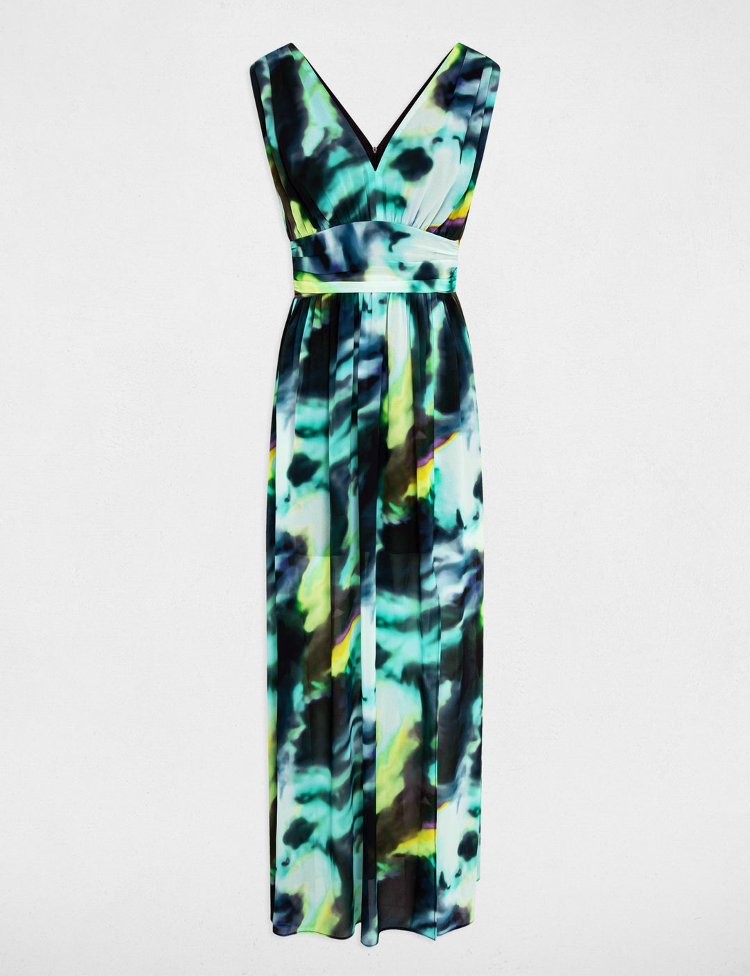 Robe longue évasée imprimée
