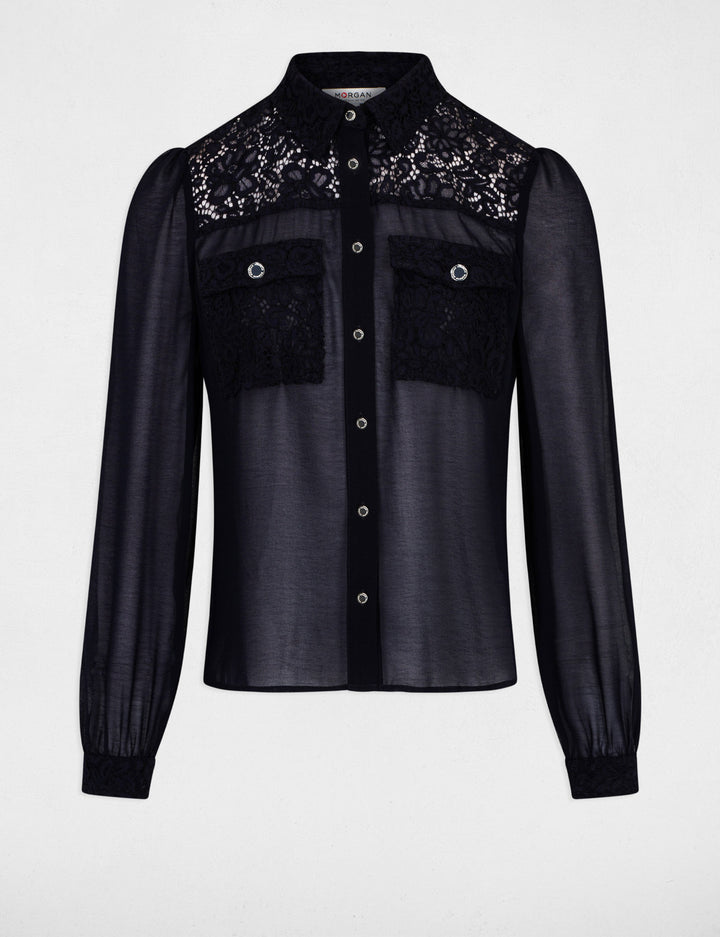 Chemise manches longues à  dentelle