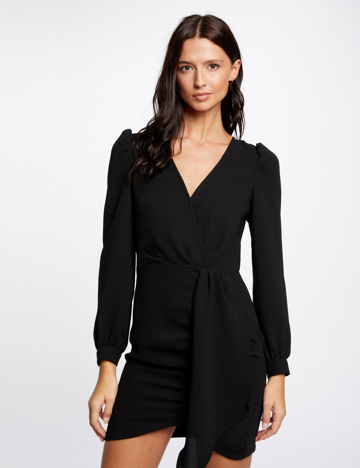 Robe ajustée drapée manches longues