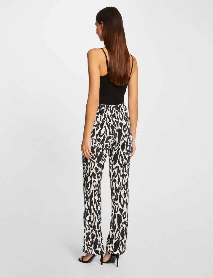 Pantalon droit imprimé animalier