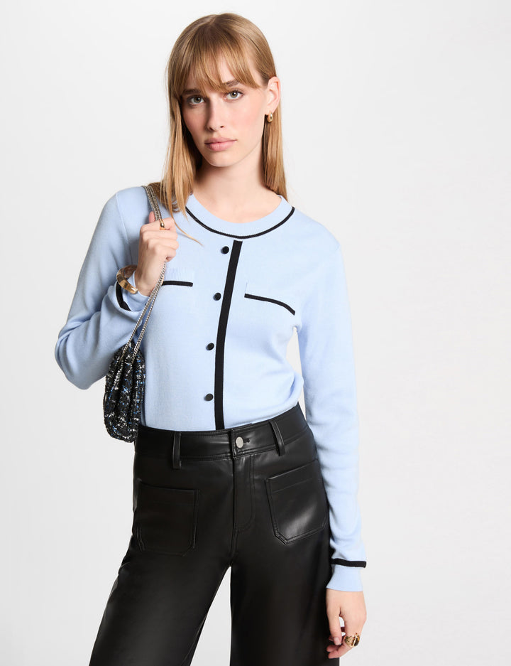 Pull col rond manches longues