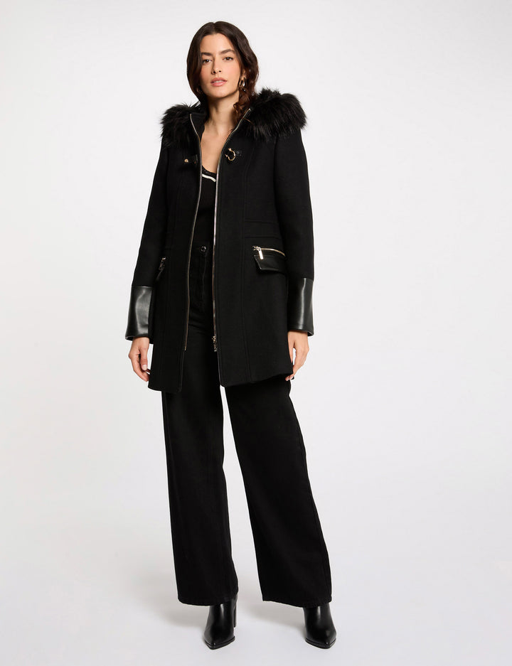 Manteau droit zippé à  capuche