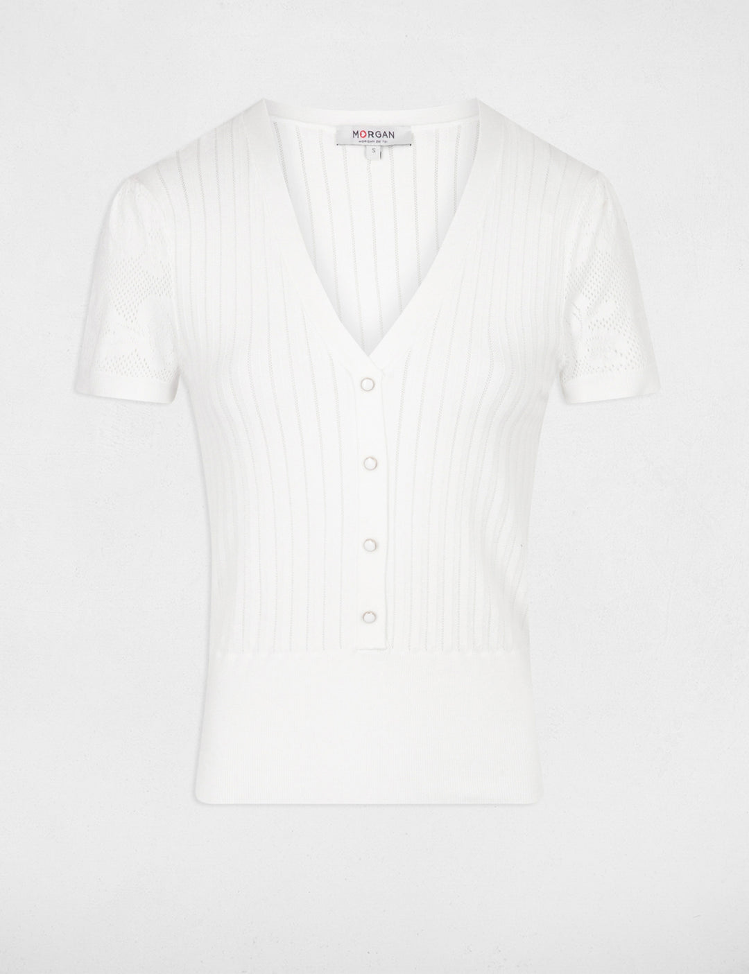 Pull col en V manches courtes