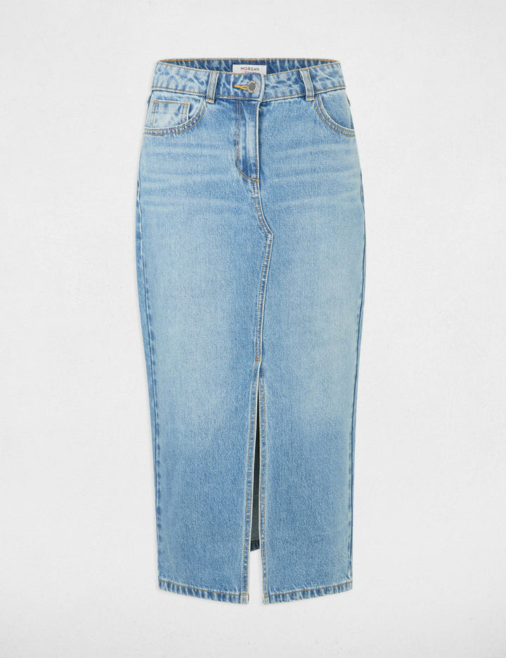 Jupe midi droite en jean