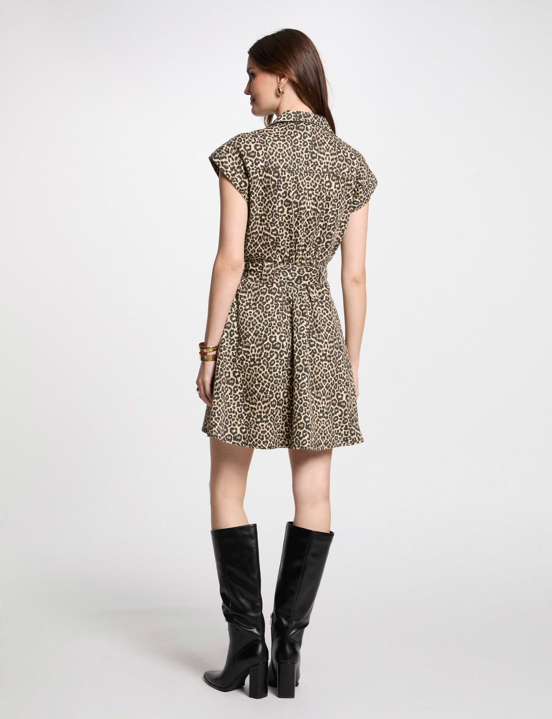 Robe courte patineuse en jean