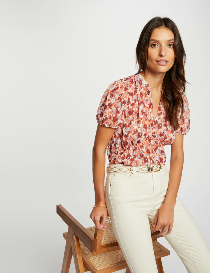 Blouse manches courtes imprimé abstrait