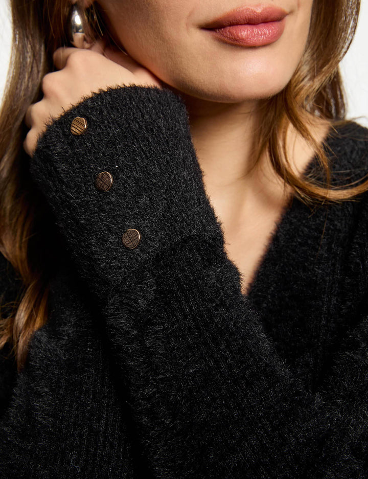 Pull manches longues maille duveteuse