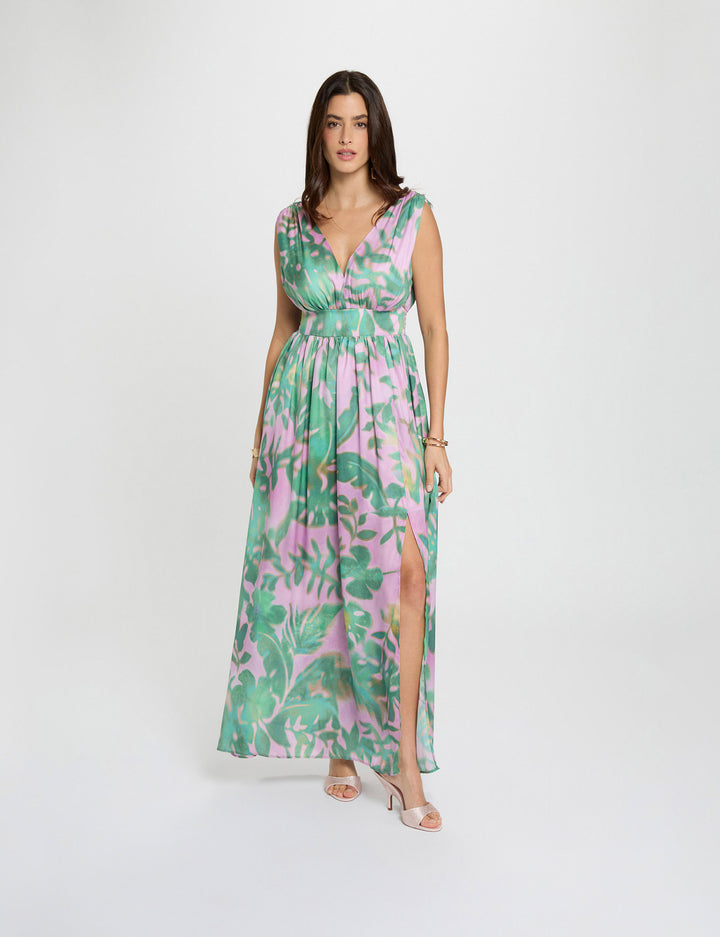 Robe longue col v