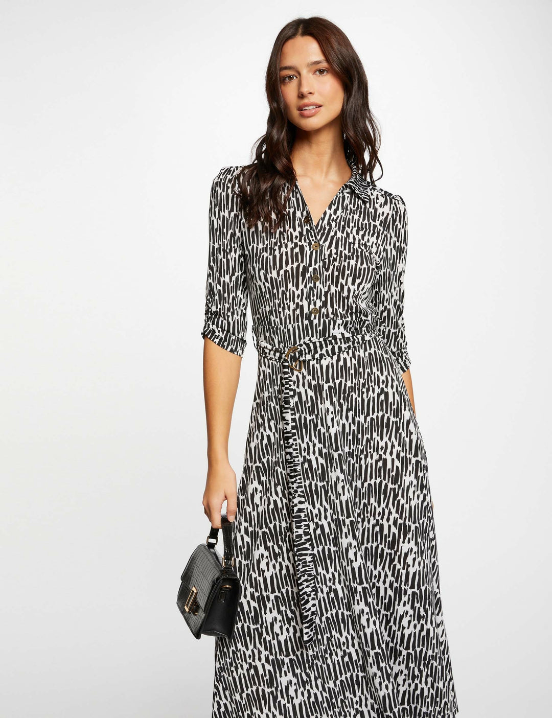 Robe longue évasée imprimé abstrait