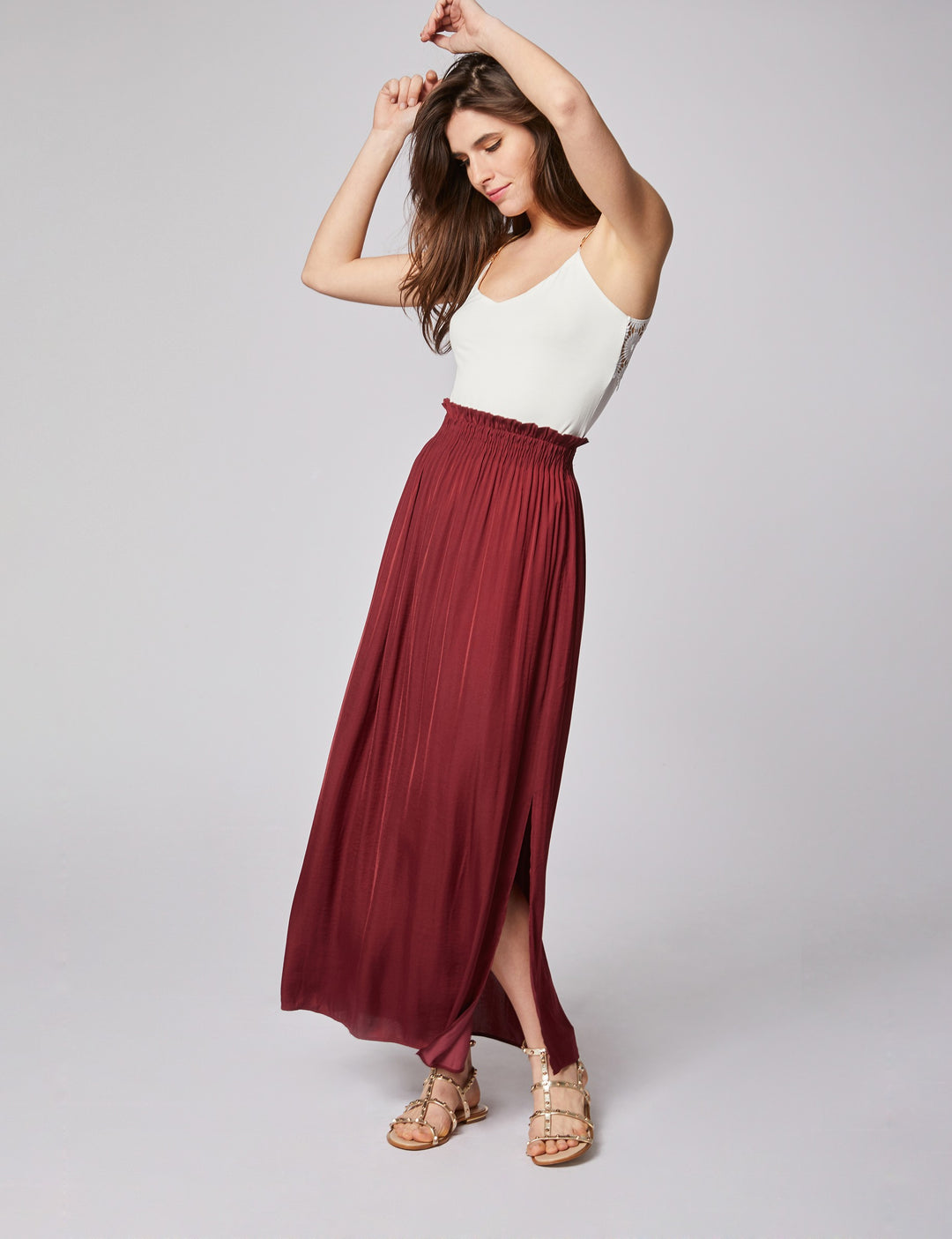 Jupe longue fluide taille élastiquée