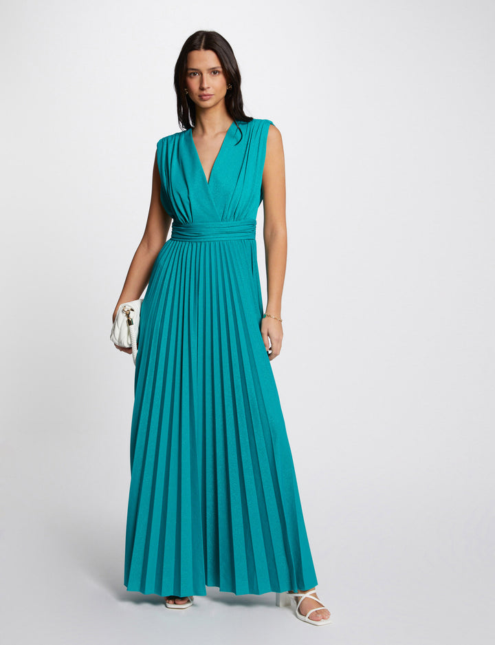 Robe longue évasée plissée