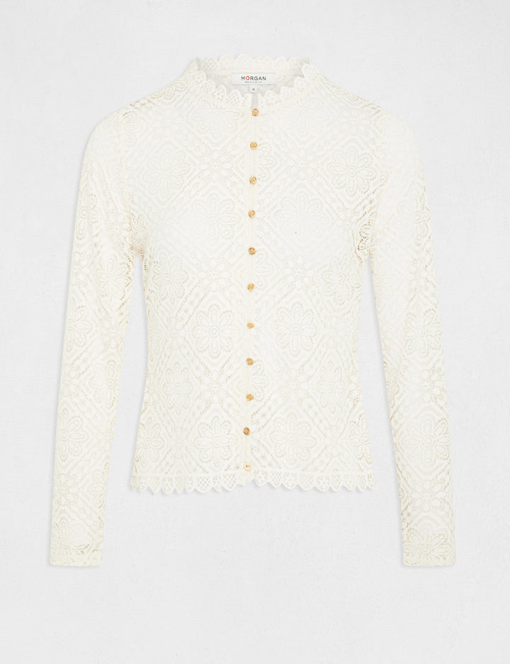 T-shirt manches longues en dentelle