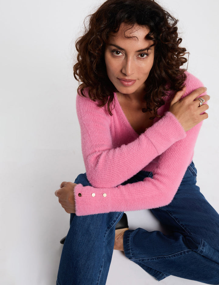 Pull manches longues maille duveteuse