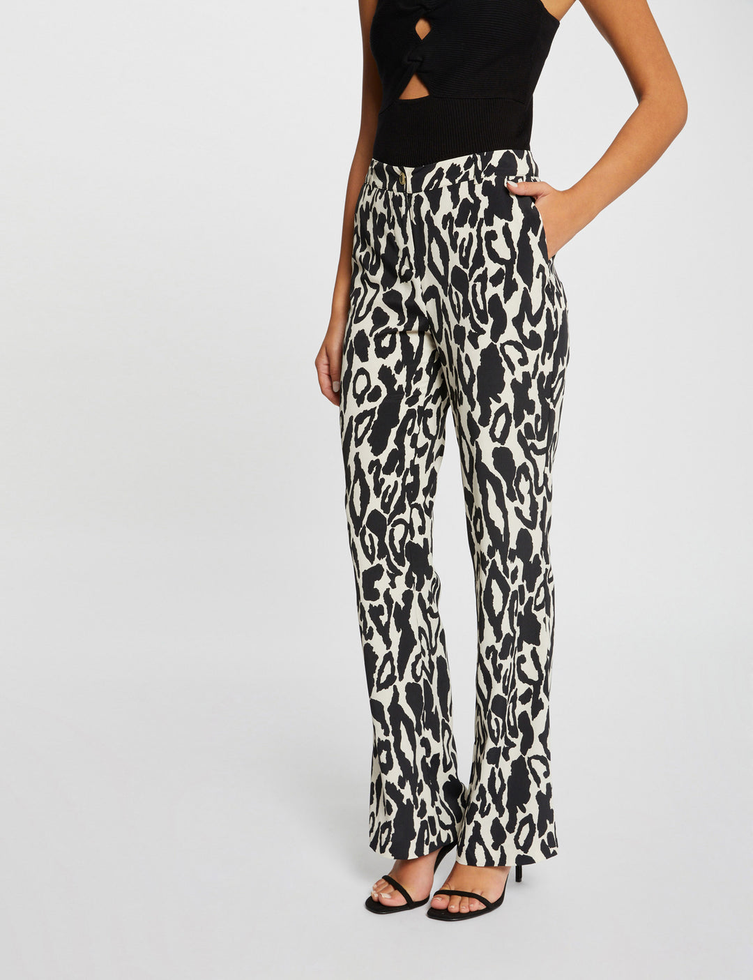 Pantalon droit imprimé animalier