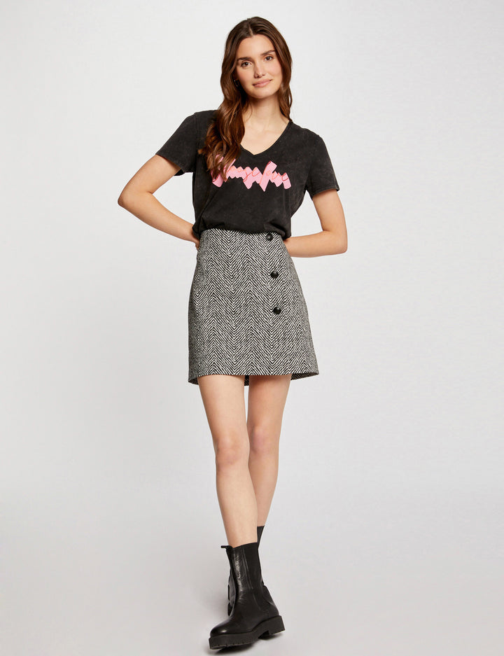 Jupe courte imprimé chevron