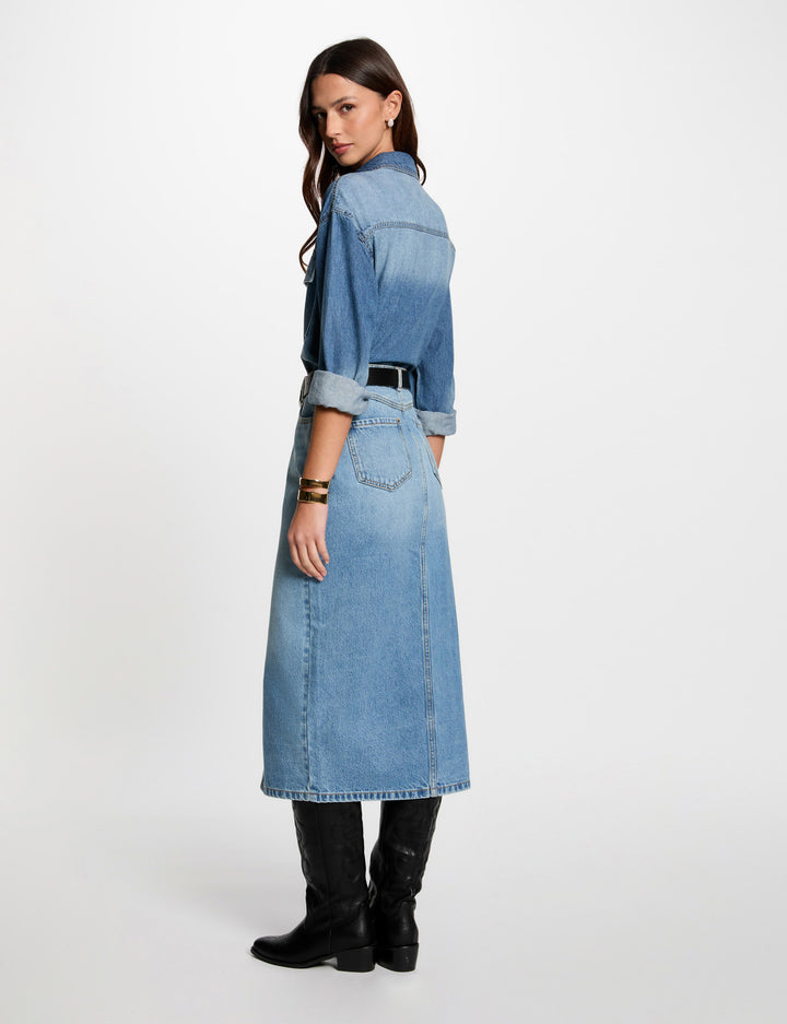 Jupe midi droite en jean