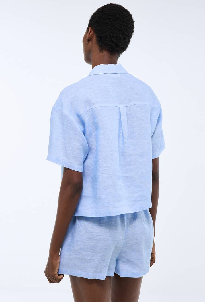 Pyjashort uni manches courtes en lin