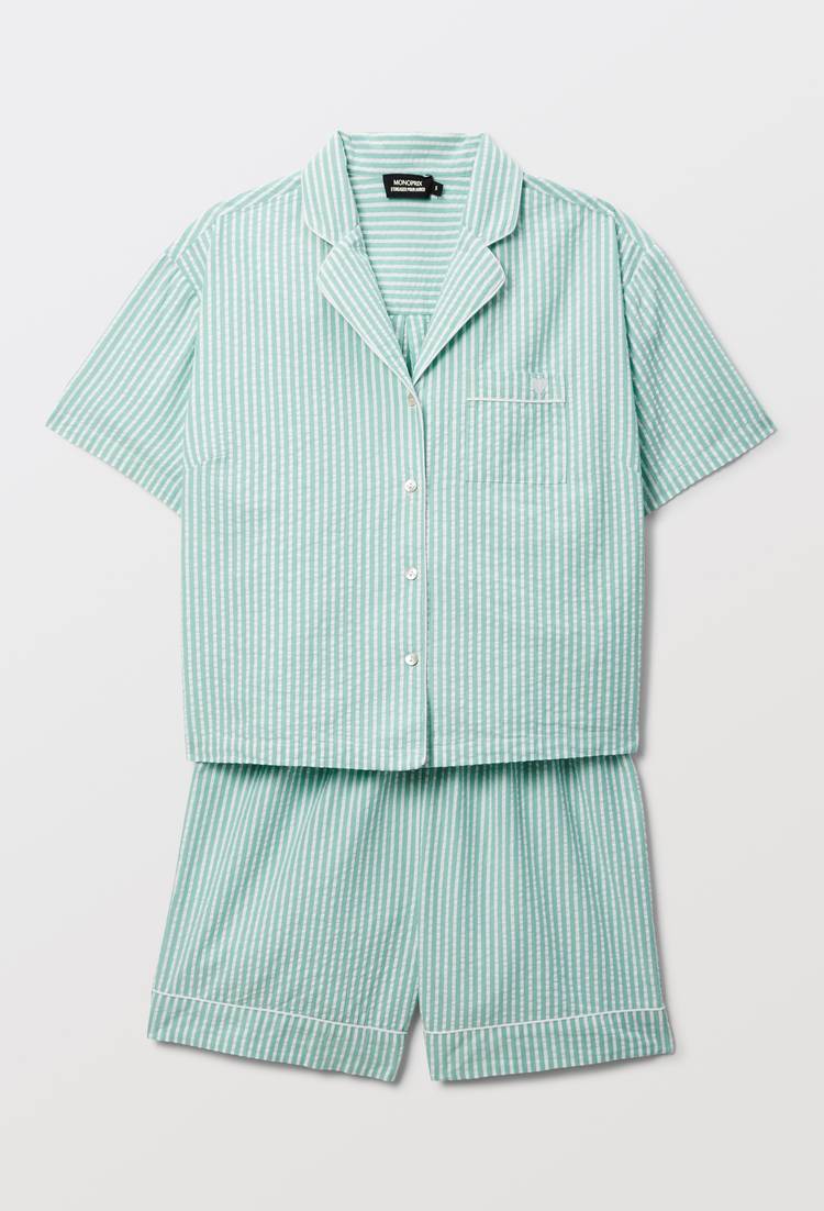 Pyjashort manches courtes rayé en coton bio