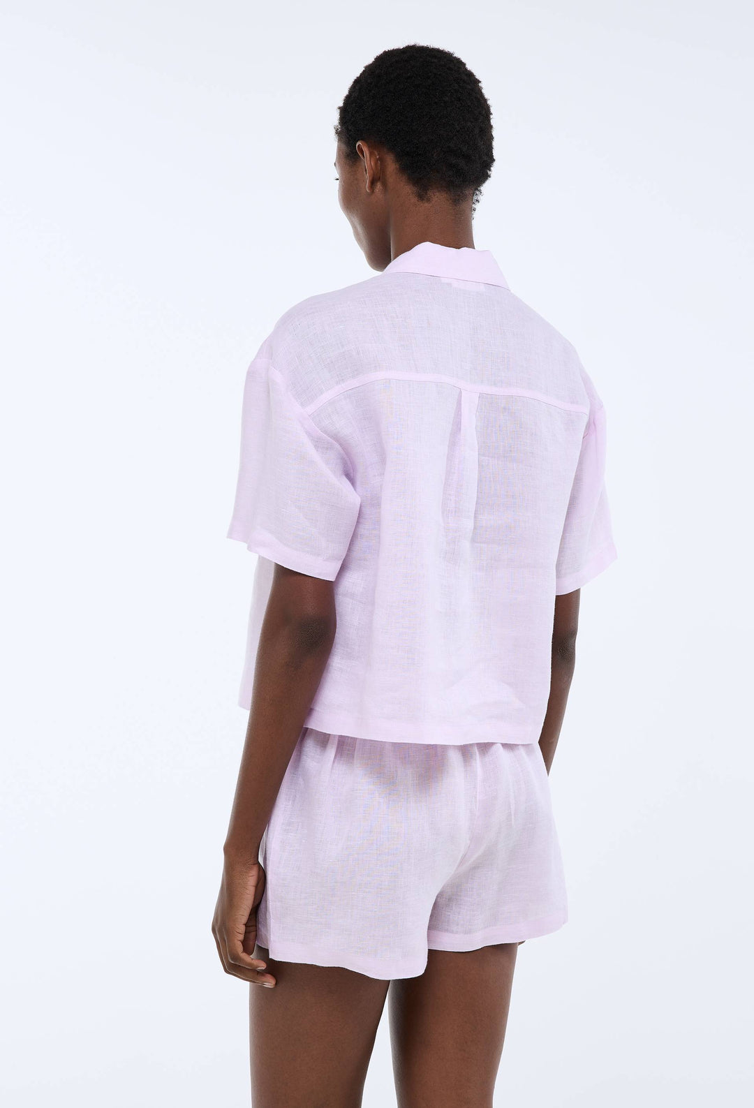 Pyjashort uni manches courtes en lin
