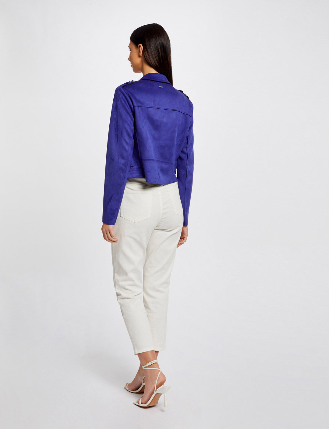 Blouson droit aspect suédine