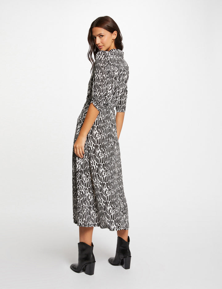 Robe longue évasée imprimé abstrait