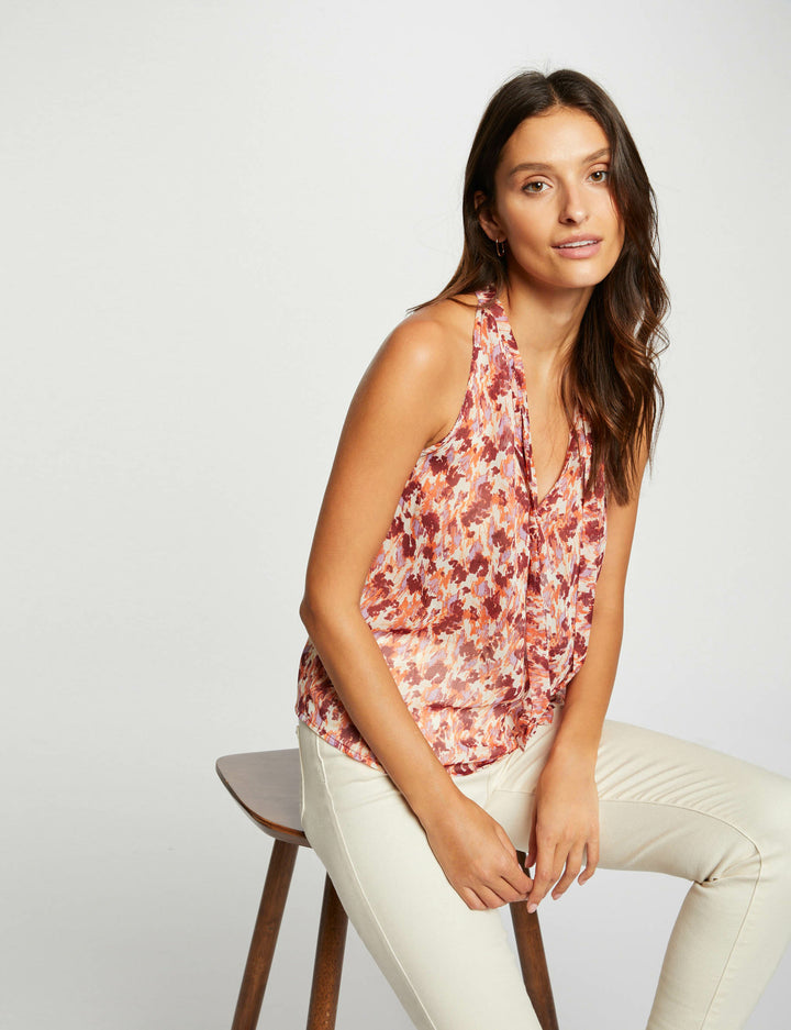 Blouse sans manches imprimé abstrait