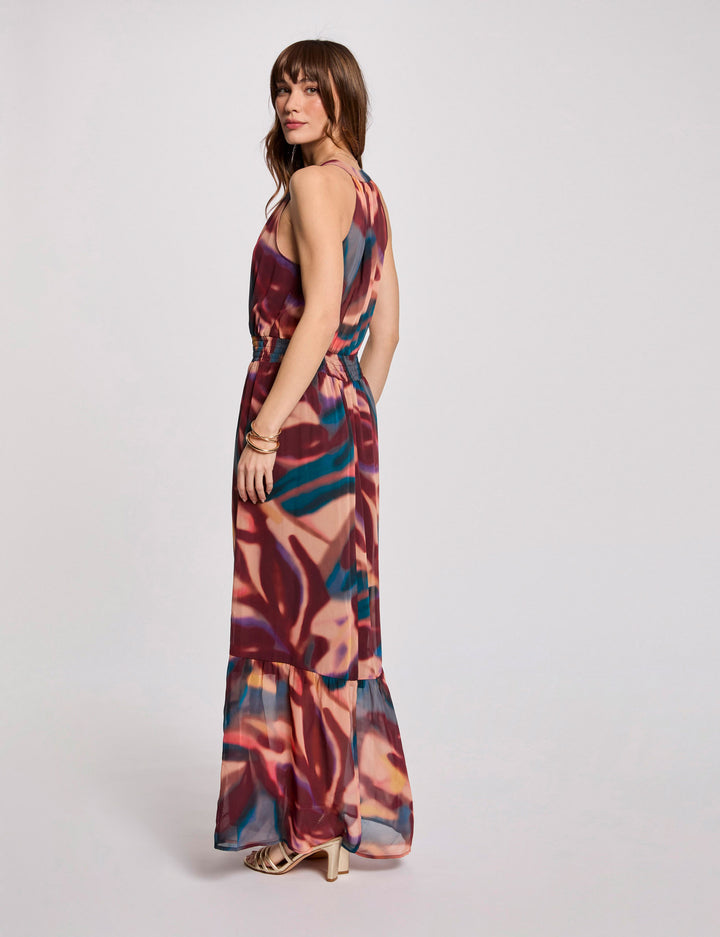 Robe longue droite imprimée