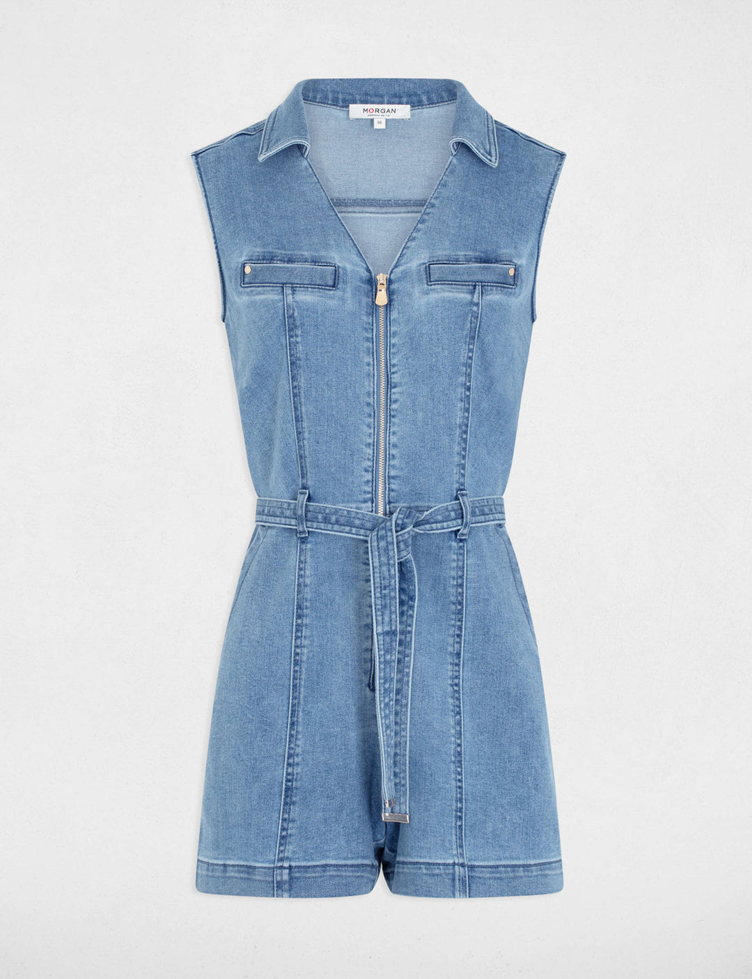 Combishort jean sans manches