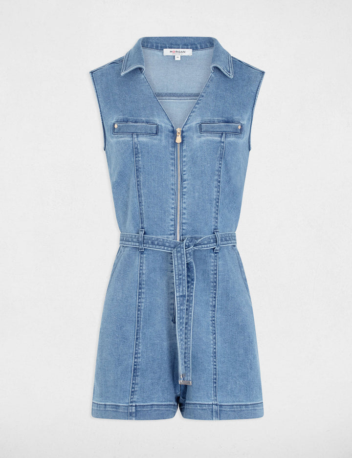 Combishort jean sans manches