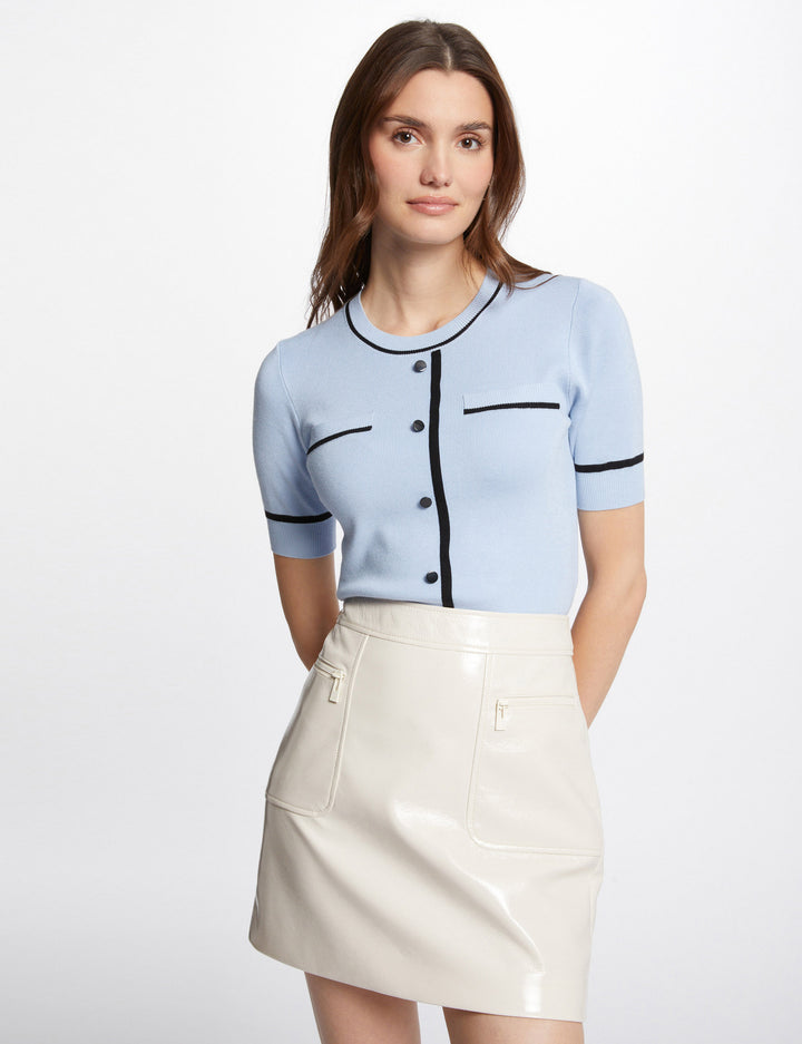 Pull col rond manches courtes