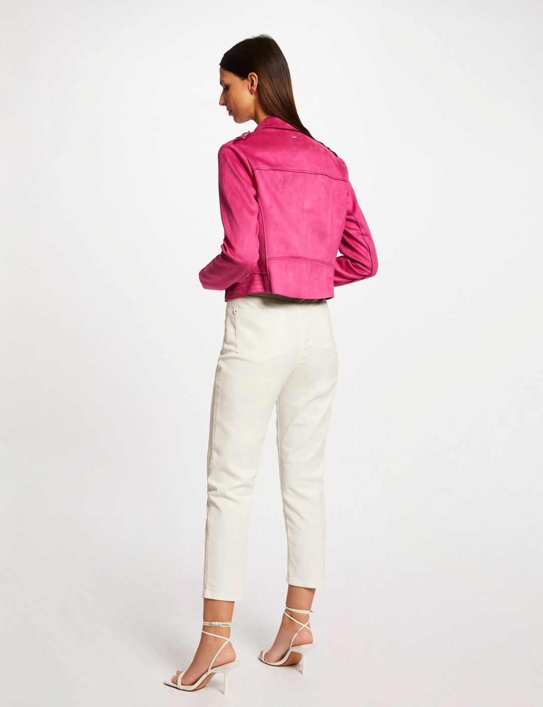 Blouson droit aspect suédine