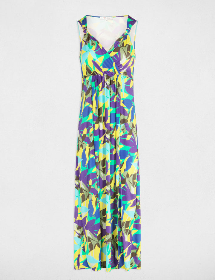 Robe longue évasée imprimée