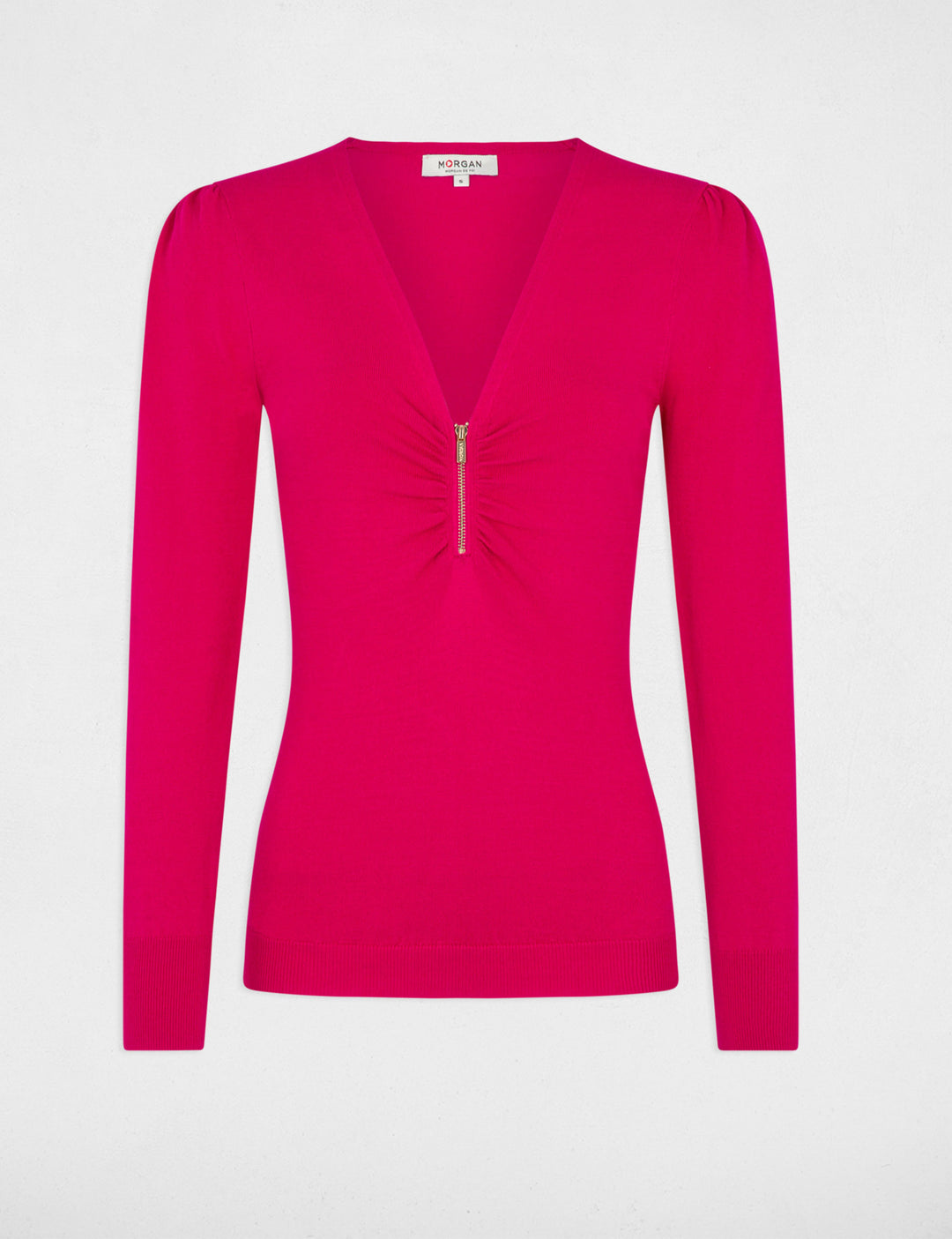 Pull col en V détail zippé