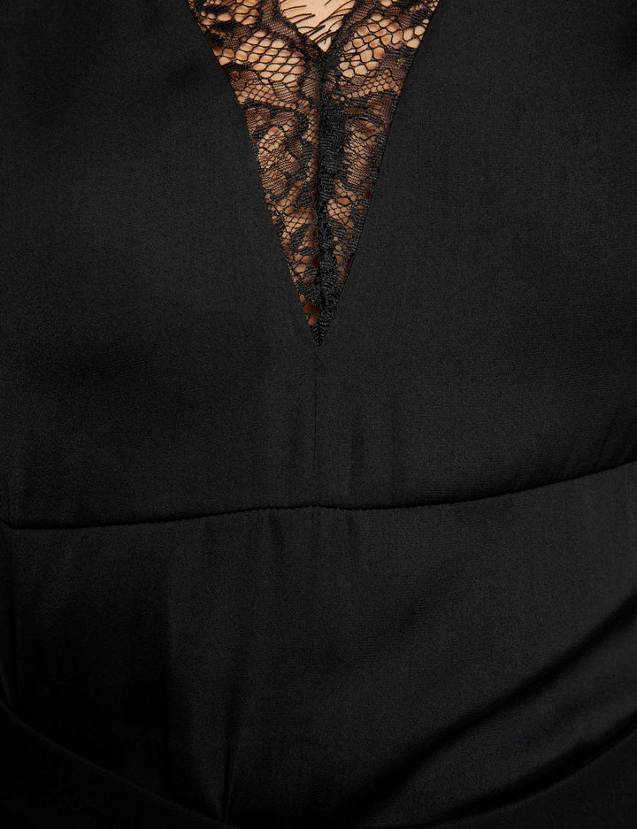 T-shirt manches longues satin à  dentelle