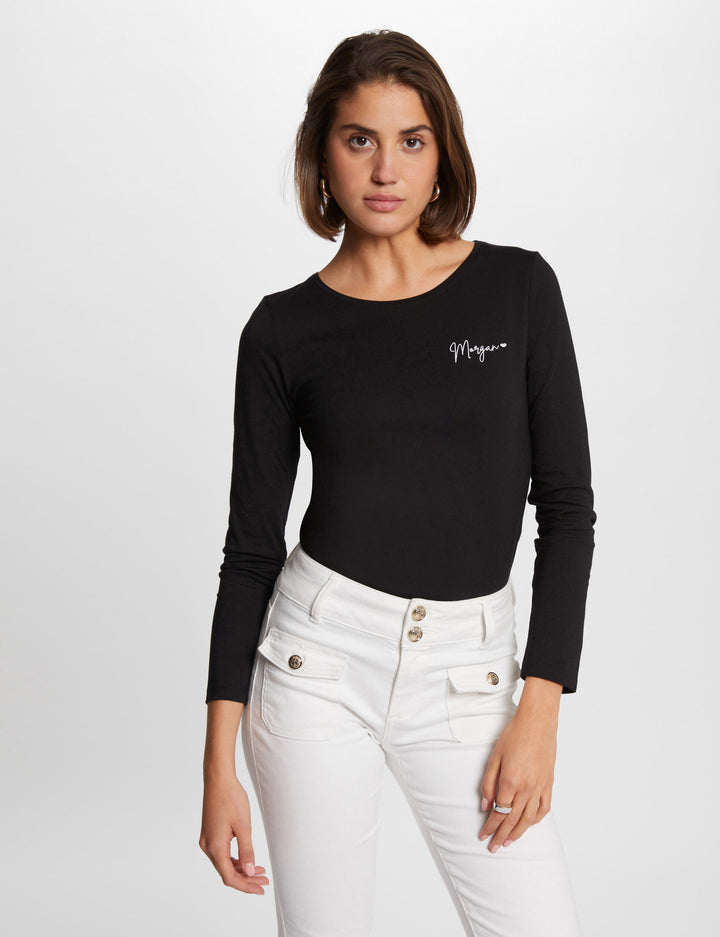 T-shirt manches 3/4 brodé