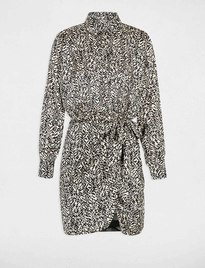 Robe ajustée drapée imprimé animalier