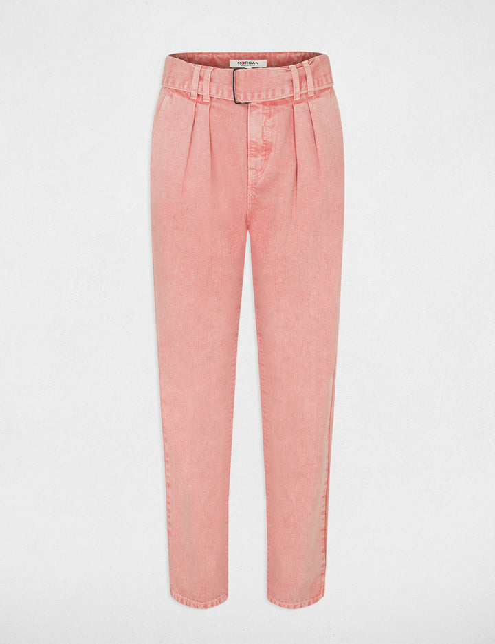 Jeans droit ceinturé 7/8ème