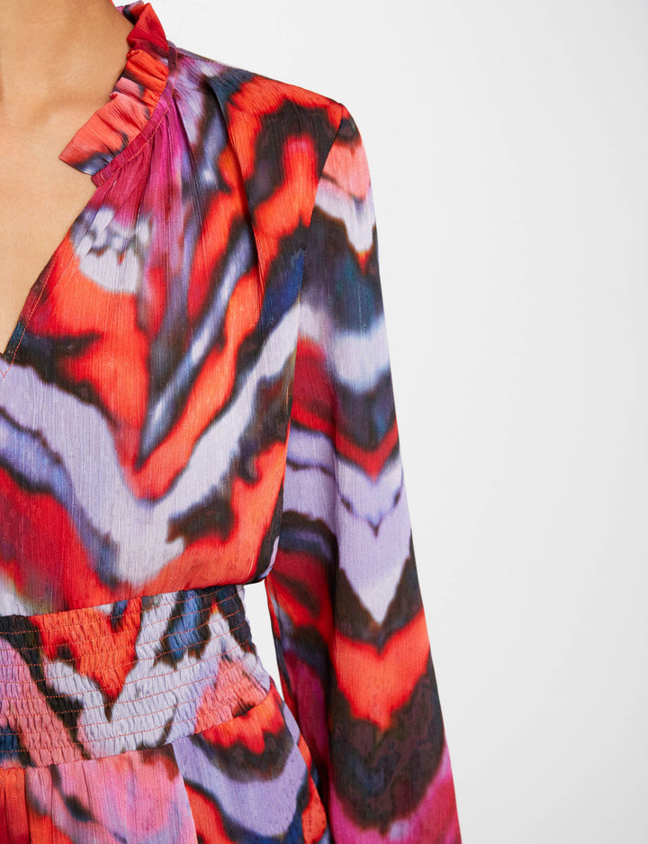 Robe longue cintrée imprimée