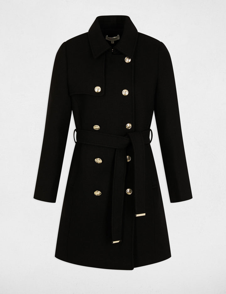 Manteau long ceinturé