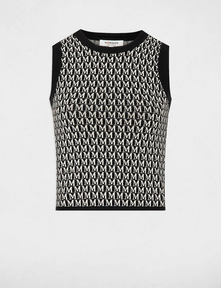 Pull sans manches imprimé monogramme