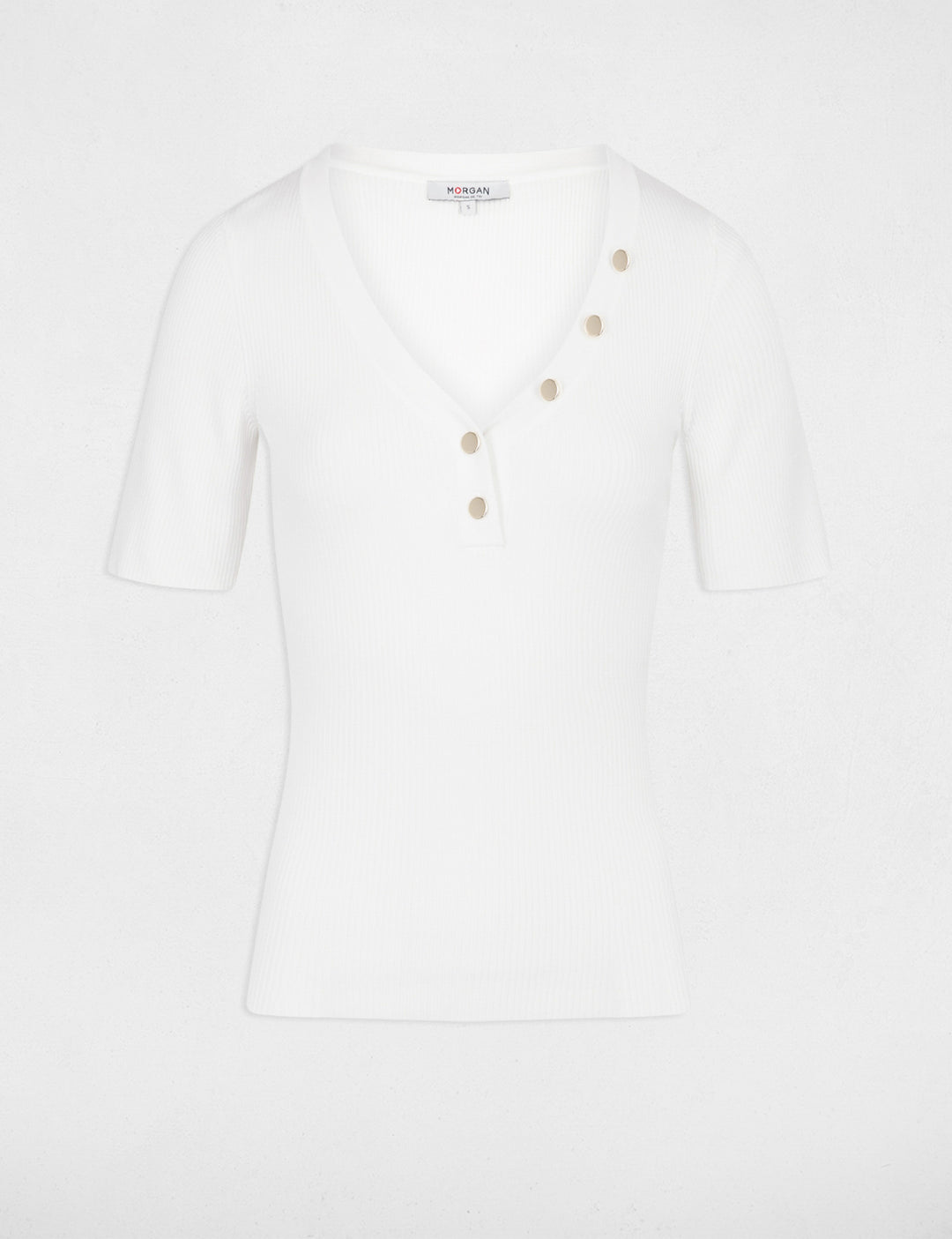 Pull col en V manches courtes