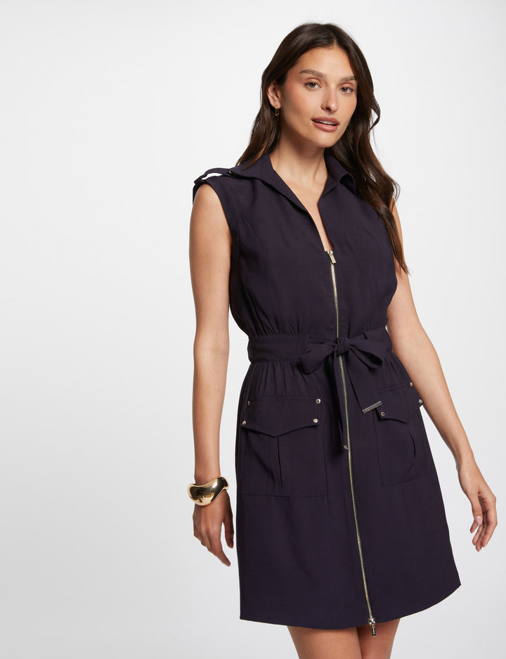 Robe courte droite zippée