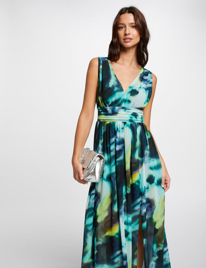 Robe longue évasée imprimée