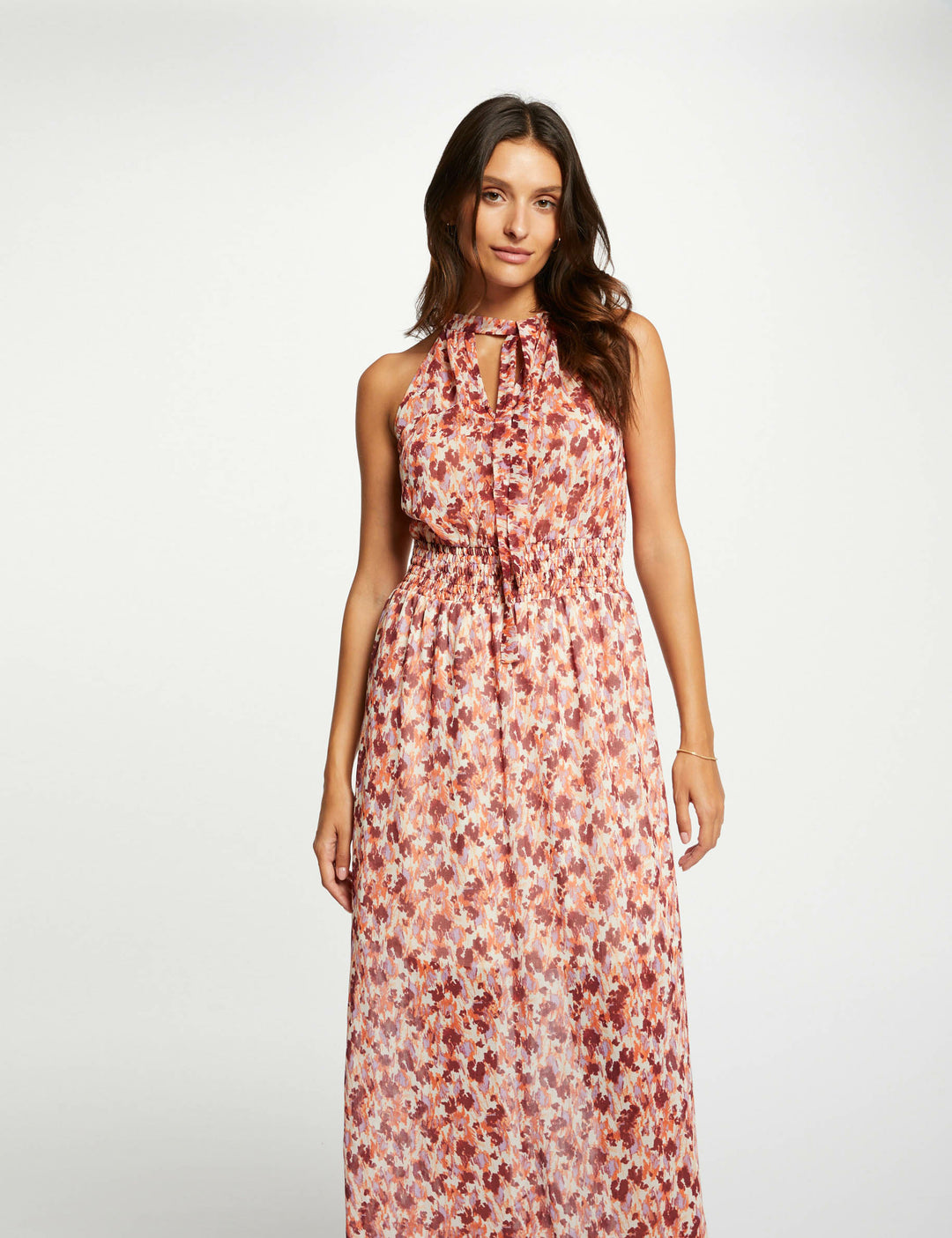 Robe longue droite imprimé abstrait