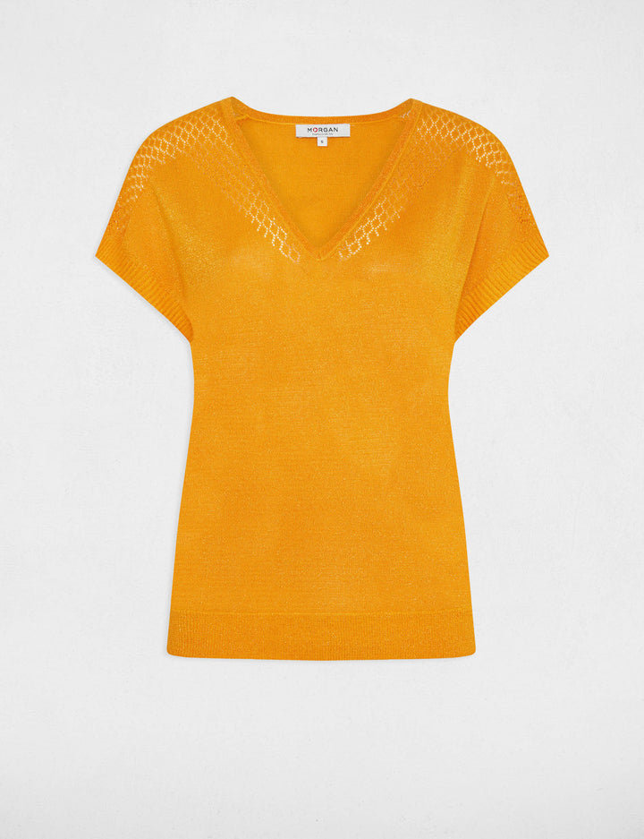 Pull col en V manches courtes