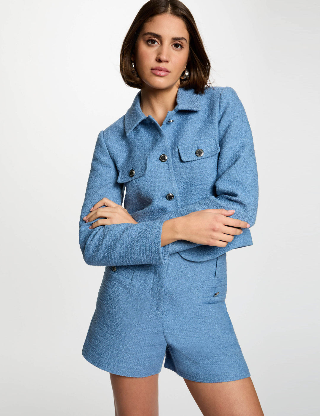 Short droit tweed